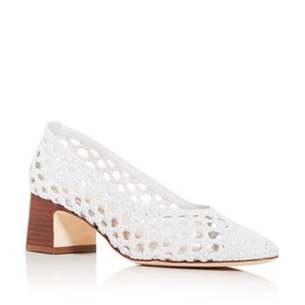 Loeffler Randall Imogene Woven Block Heel Pumps white 40 / 10